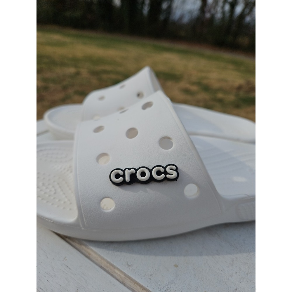 Crocs Unisex Classic One-Strap‎ Slide Sandals, White, Womens 10 Mens 8 - Picture 4 of 10